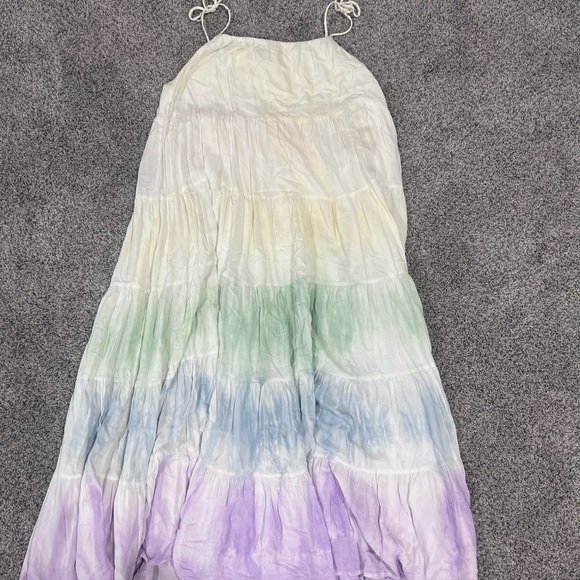 Storia Pastel Multicolored Tie-Dye Colorful Sundress Maxi Dress Size Medium - Picture 7 of 15